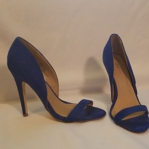 Blue suede heels